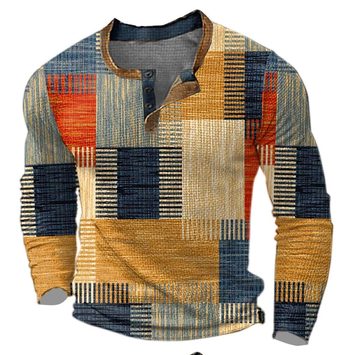 Bedřich | Stylová Henley košile s geometrickým vzorem