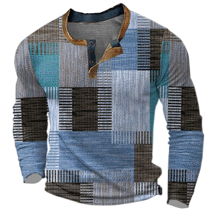 Bedřich | Stylová Henley košile s geometrickým vzorem