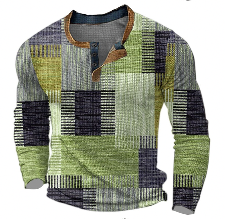 Bedřich | Stylová Henley košile s geometrickým vzorem