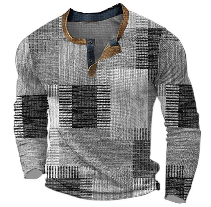 Bedřich | Stylová Henley košile s geometrickým vzorem